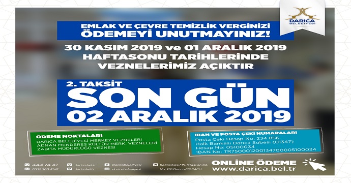 Emlak ve Çevre Temizlik Vergisi’nde son 2 gün