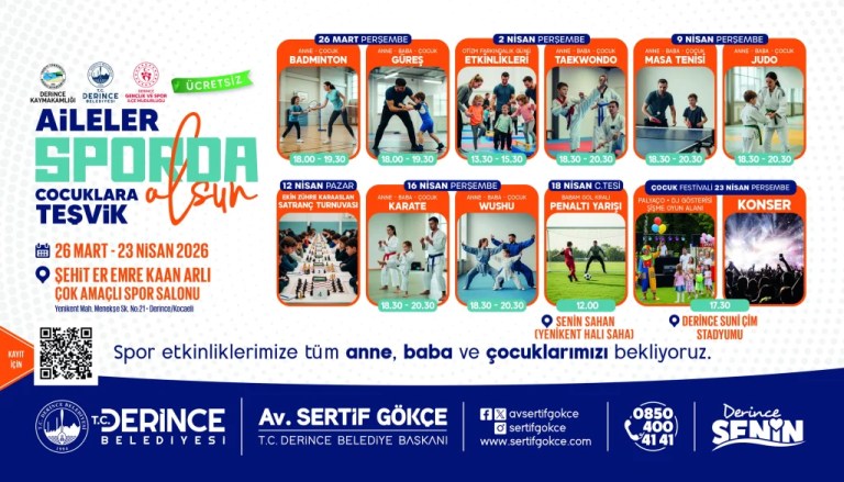 Derince’de aileler ve çocuklar sporla buluşacak