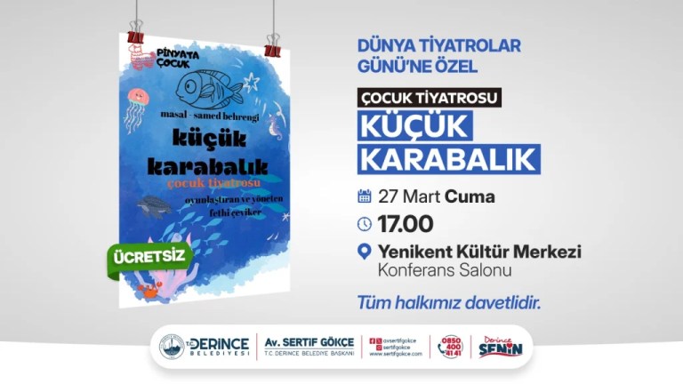 Derince’de Çocuk Tiyatrosu ile Dünya Tiyatrolar Günü kutlanacak