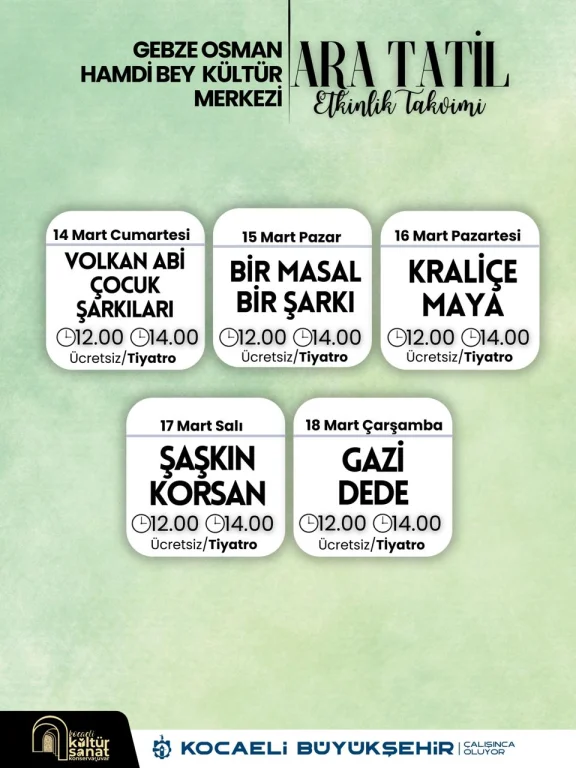 Gebze’de ara tatil coşkusu: Etkinliklere davetlisiniz!