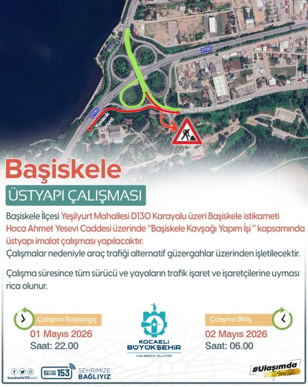 D-130 Başiskele istikameti trafiğe kapanıyor!